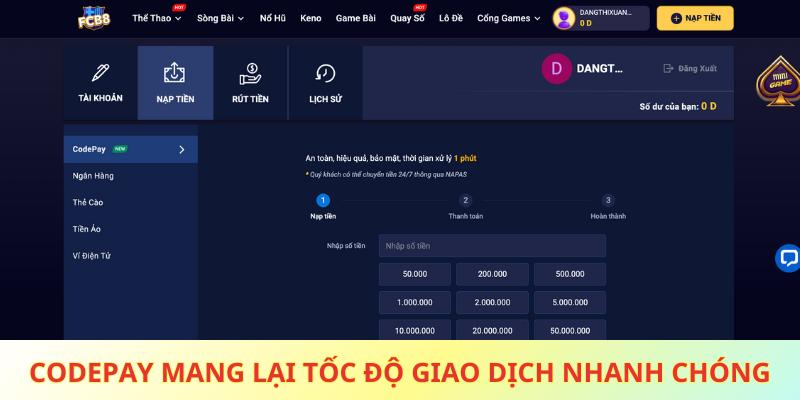 CodePay mang lại tốc độ giao dịch nhanh chóng